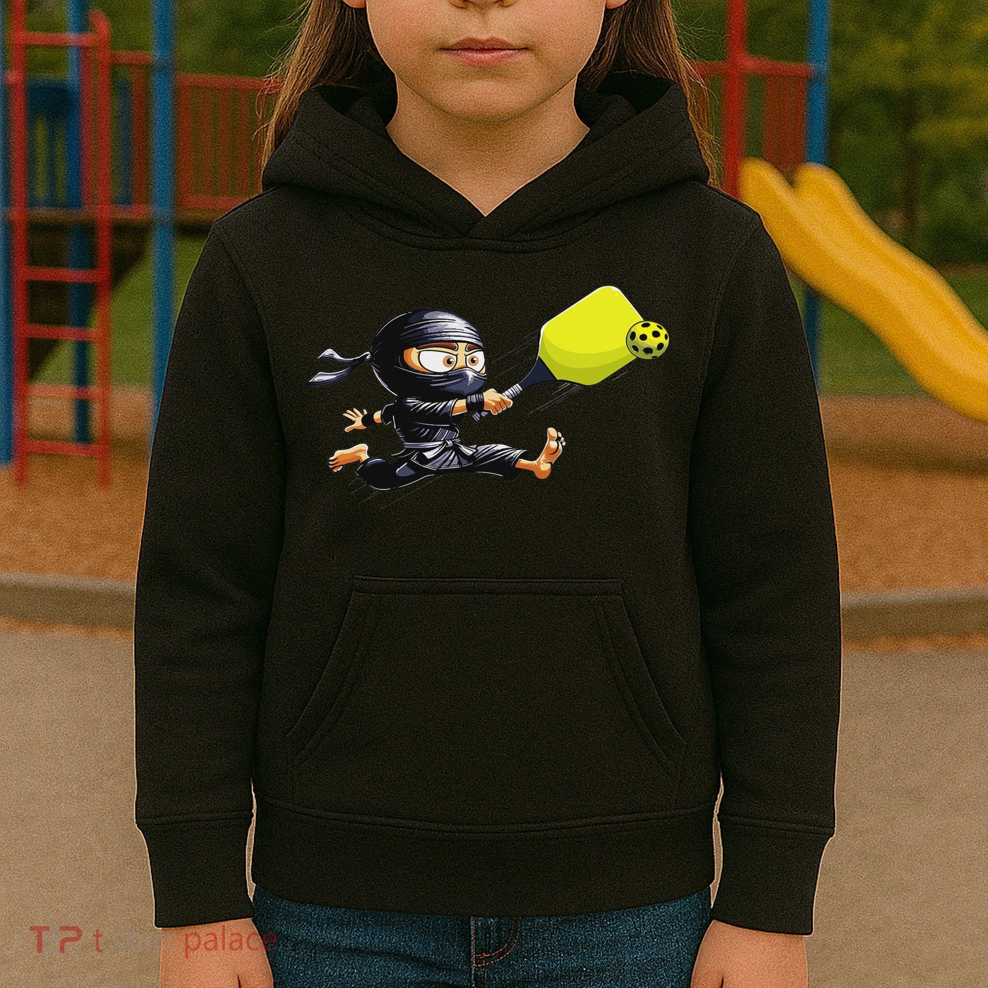 Pickleball Player Ninja Kids Hoodie