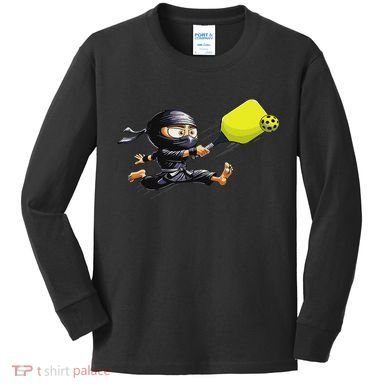 Pickleball Player Ninja Kids Long Sleeve Shirt