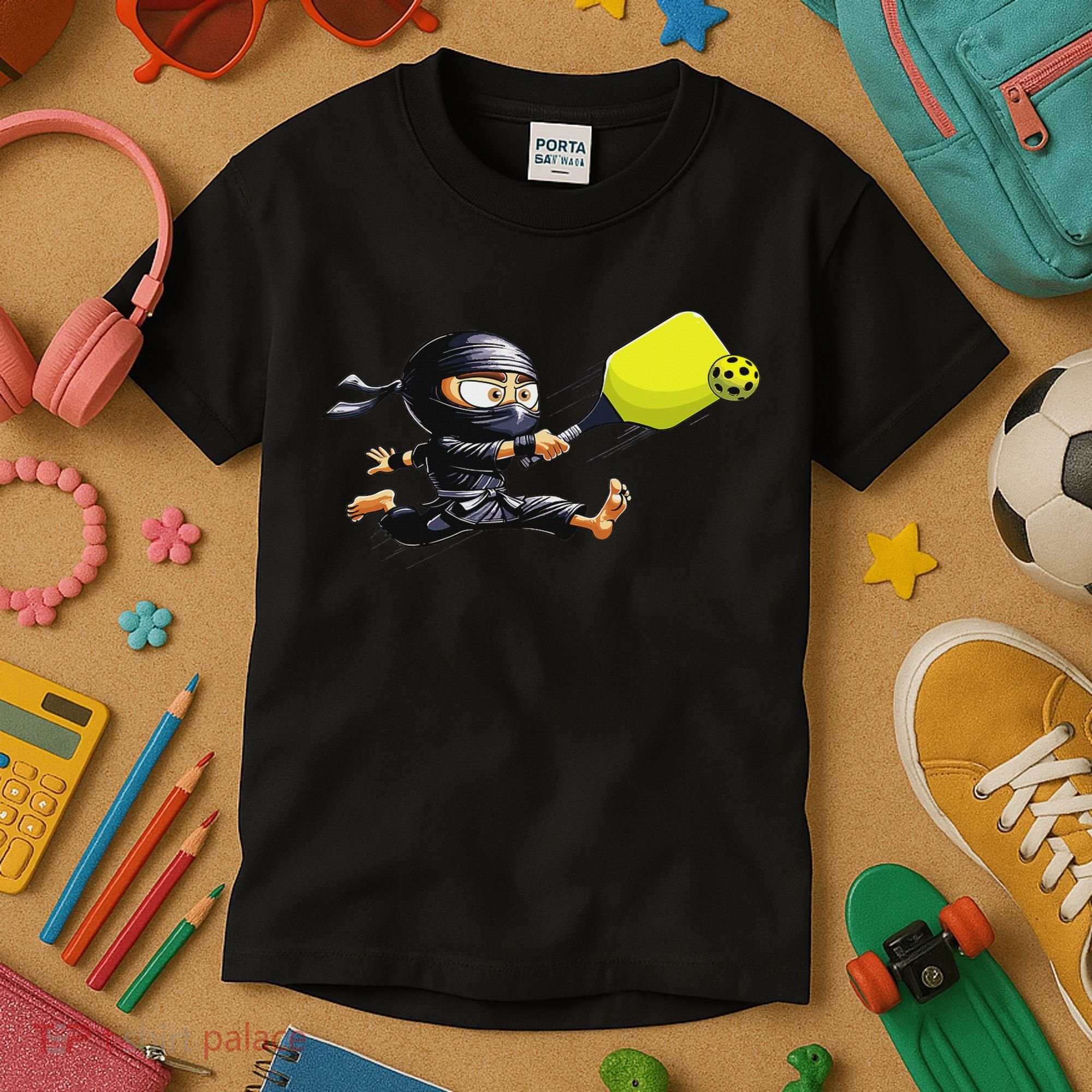 Pickleball Player Ninja Kids T-Shirt