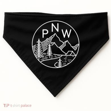 PNW Pacific Northwest Outdoors Trees Mountain USA-Made Doggie Bandana