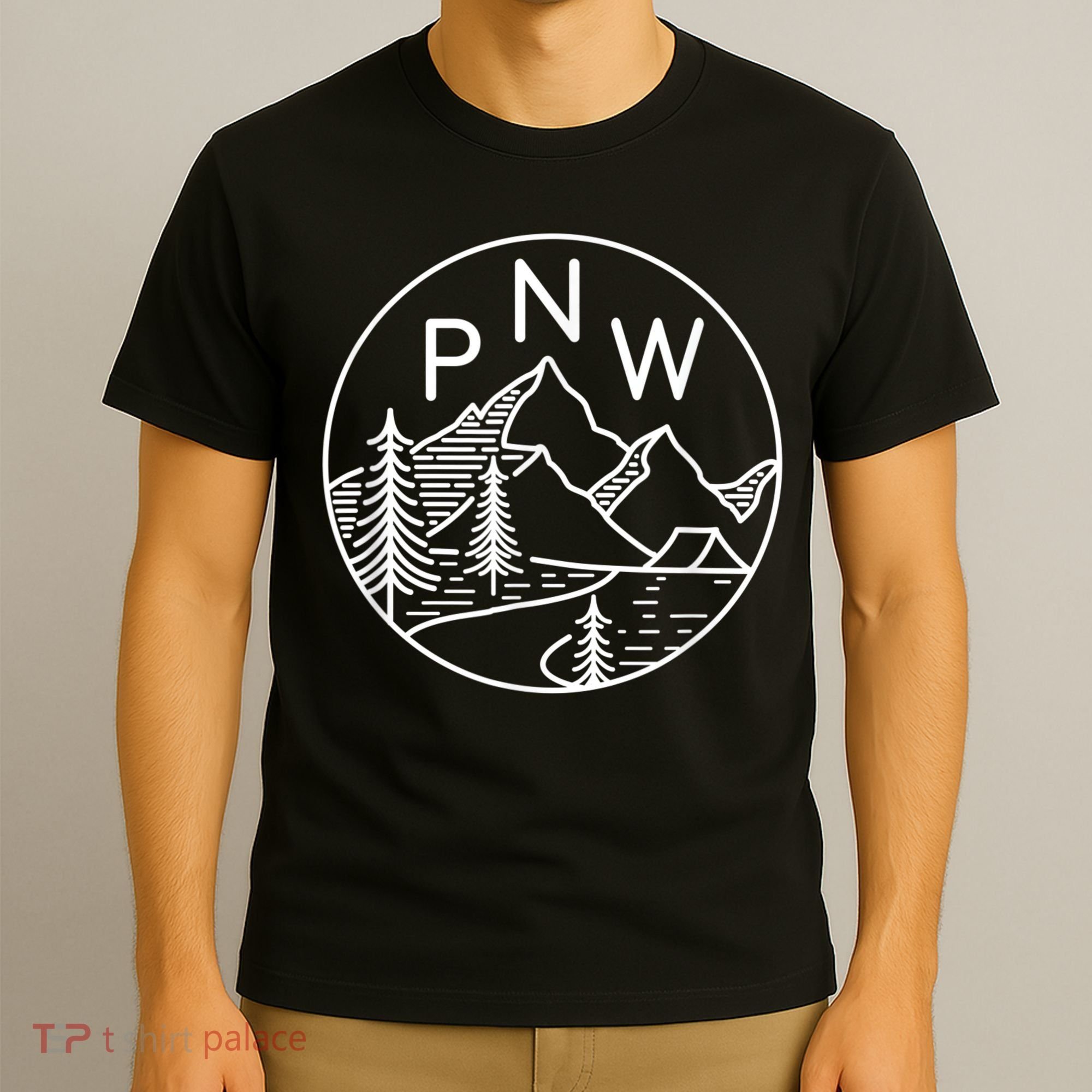 PNW Pacific Northwest Outdoors Trees Mountain T-Shirt