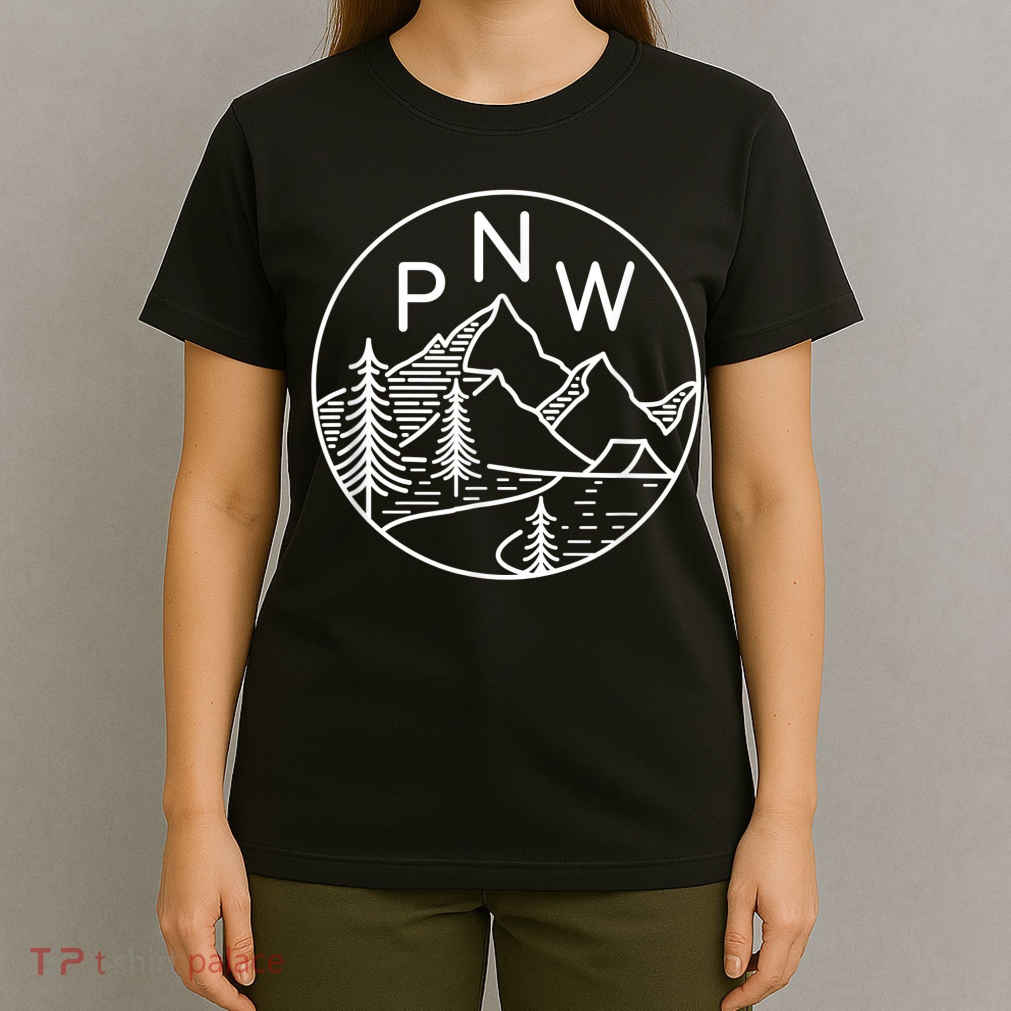 PNW Pacific Northwest Outdoors Trees Mountain T-Shirt