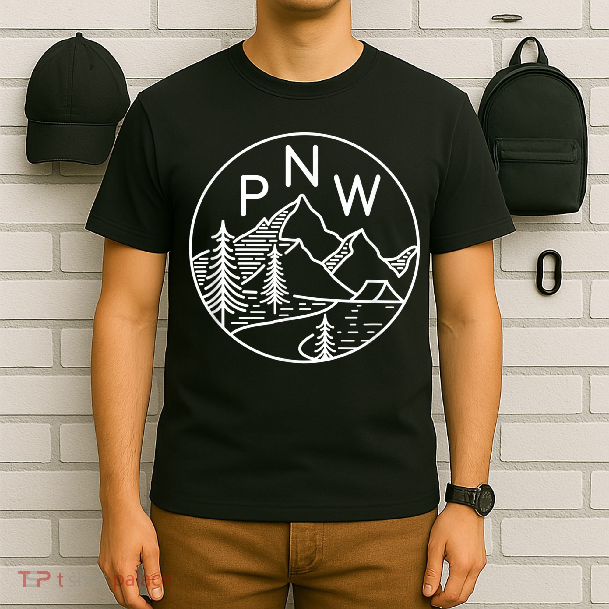PNW Pacific Northwest Outdoors Trees Mountain T-Shirt