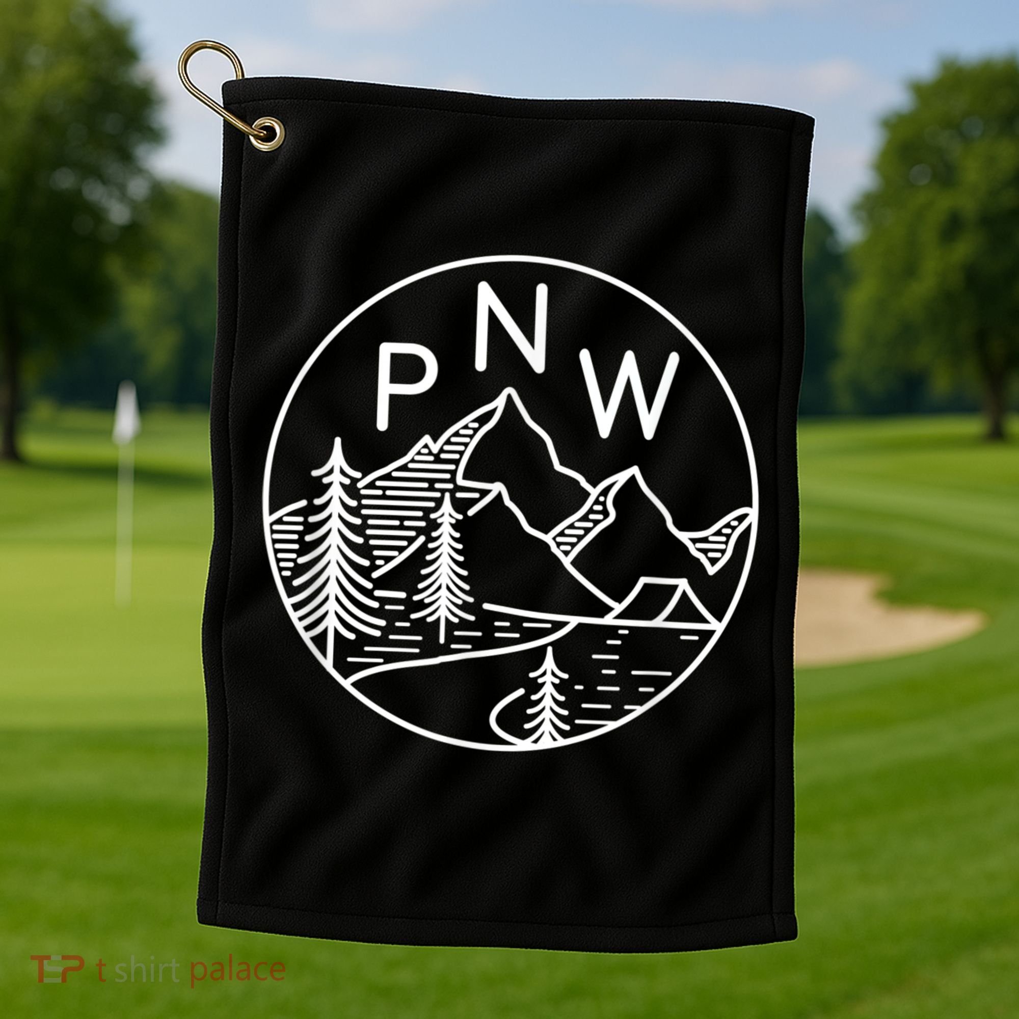 PNW Pacific Northwest Outdoors Trees Mountain Golf Towel