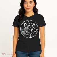 PNW Pacific Northwest Outdoors Trees Mountain Women's T-Shirt thumb 4