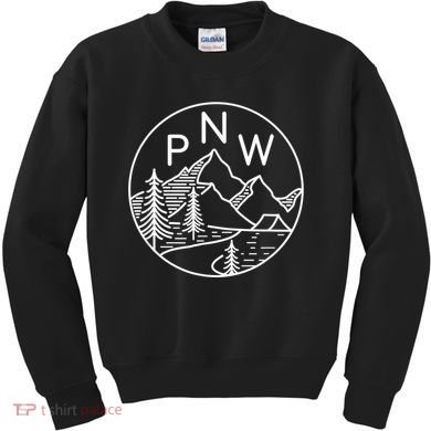 PNW Pacific Northwest Outdoors Trees Mountain Kids Sweatshirt
