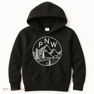 PNW Pacific Northwest Outdoors Trees Mountain Kids Hoodie