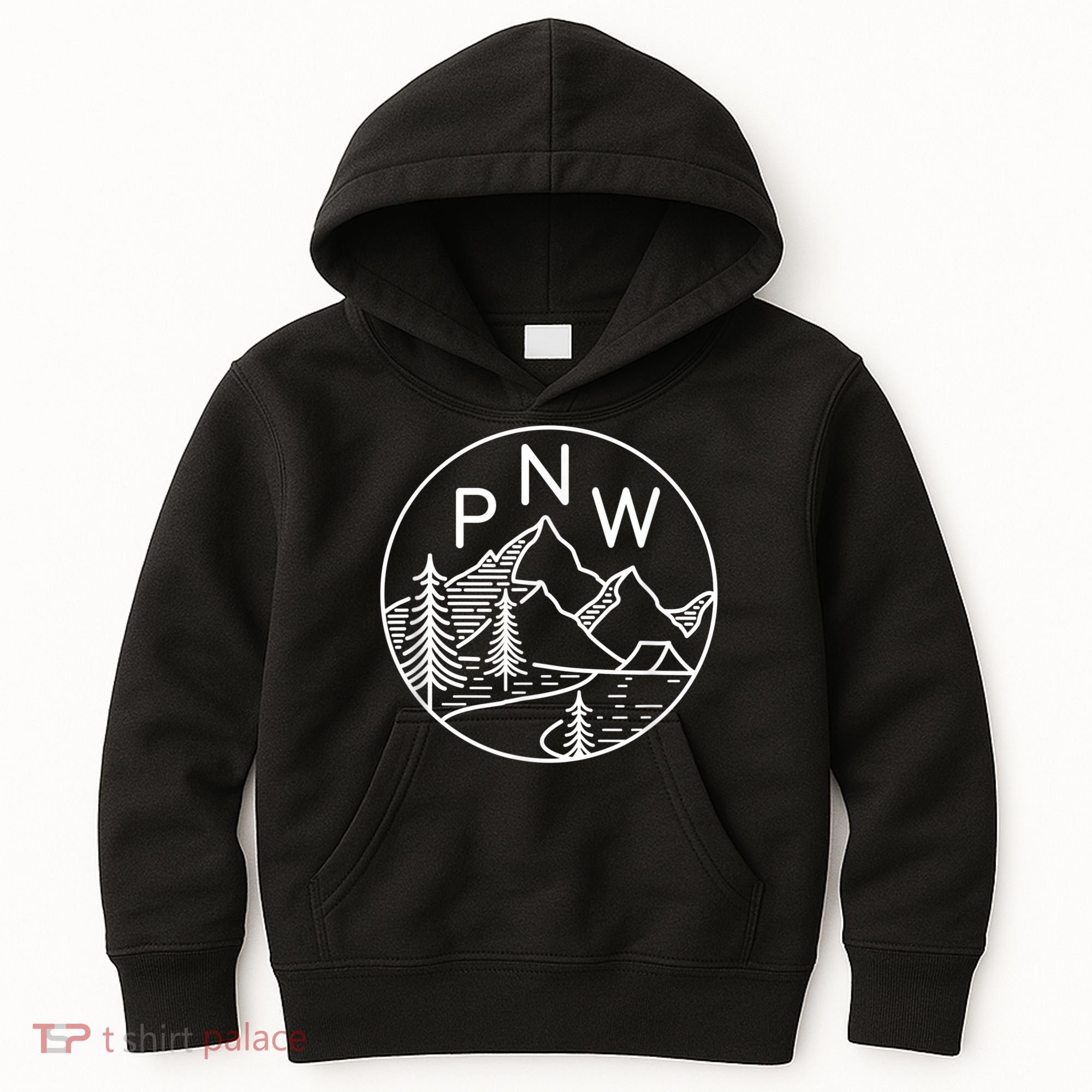 PNW Pacific Northwest Outdoors Trees Mountain Kids Hoodie
