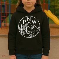 PNW Pacific Northwest Outdoors Trees Mountain Kids Hoodie thumb 3