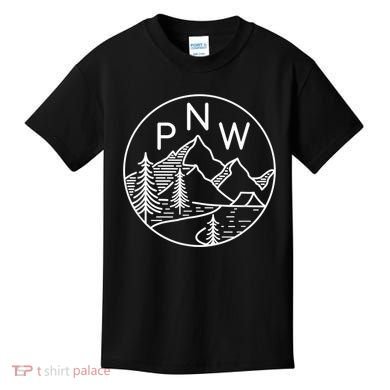PNW Pacific Northwest Outdoors Trees Mountain Kids T-Shirt