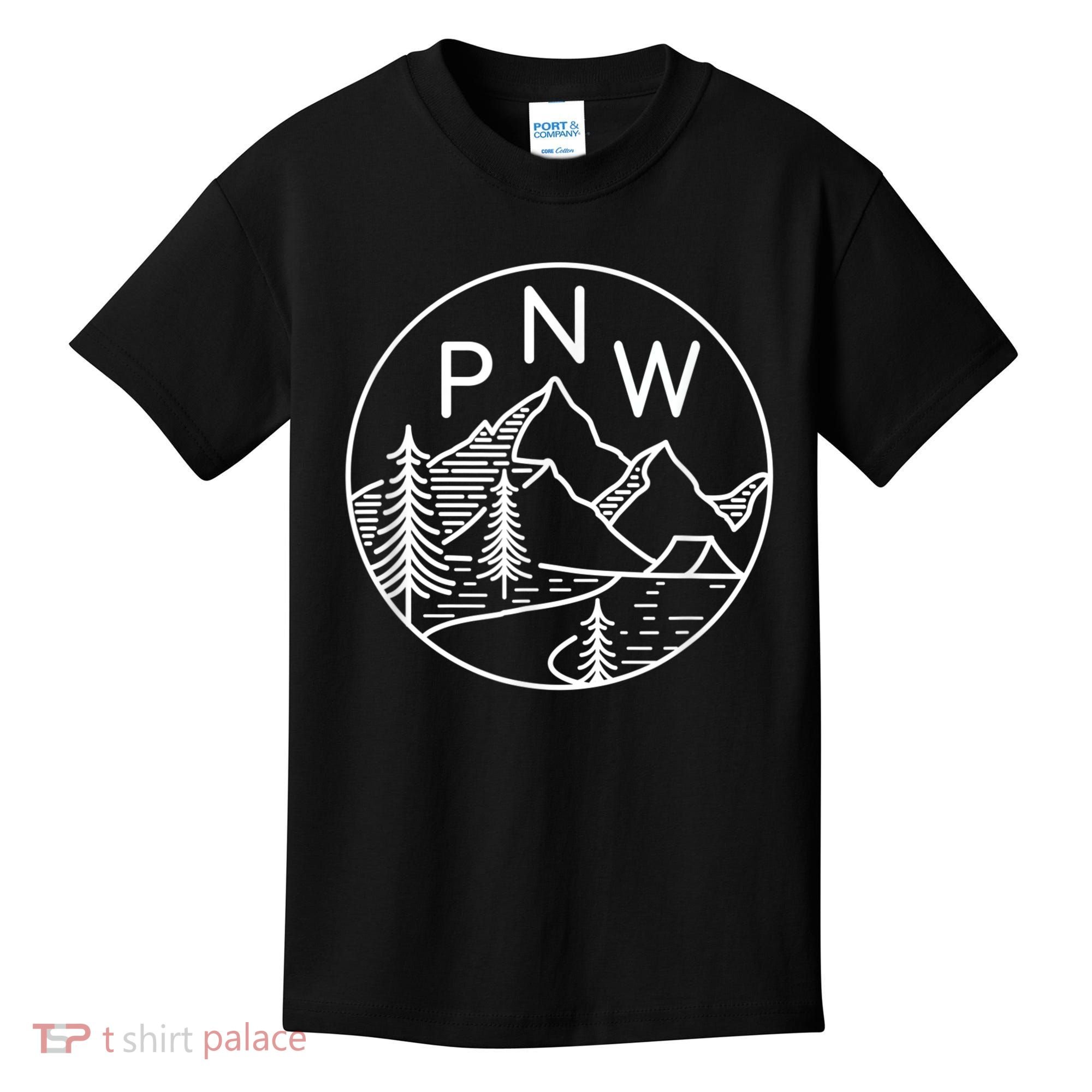 PNW Pacific Northwest Outdoors Trees Mountain Kids T-Shirt