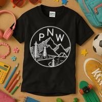 PNW Pacific Northwest Outdoors Trees Mountain Kids T-Shirt thumb 3