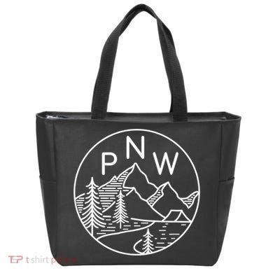PNW Pacific Northwest Outdoors Trees Mountain Tote Bag