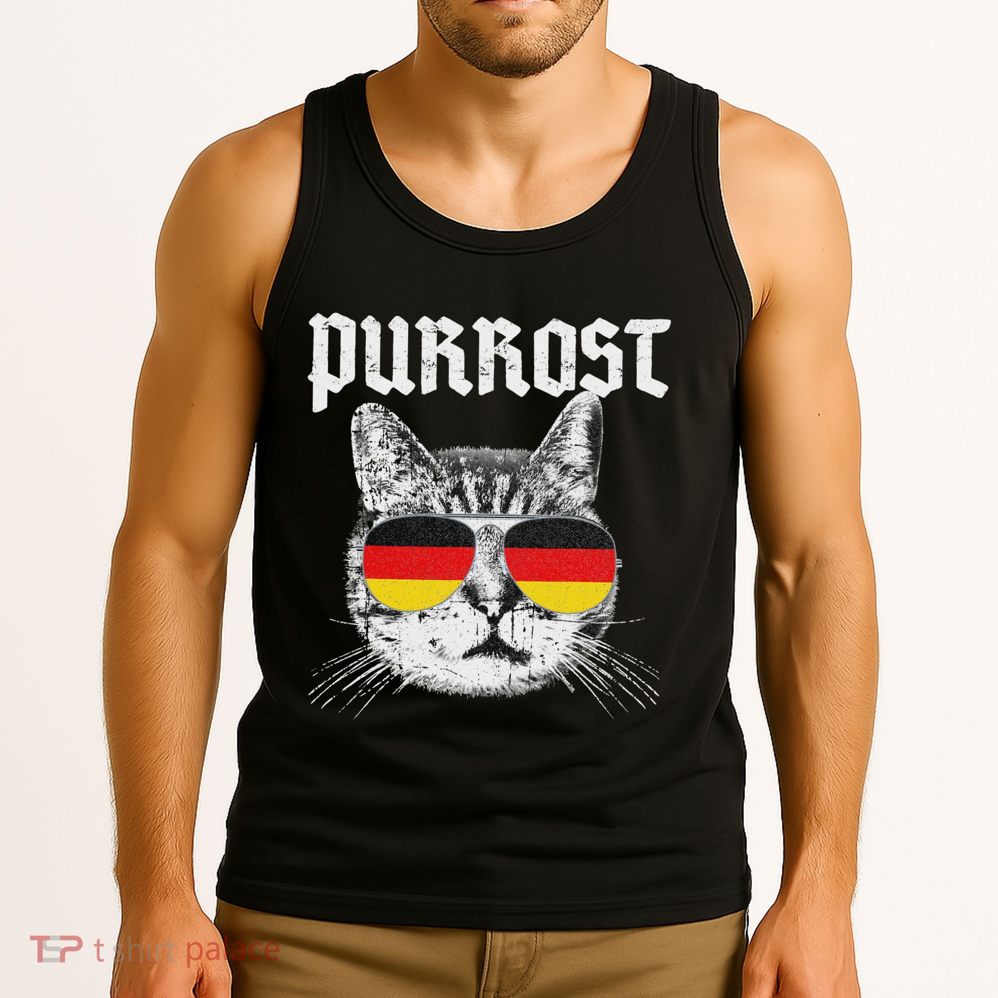 Purrost Prost Oktoberfest Cat Funny German Flag Tank Top