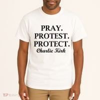 Pray Protest Protect Charlie Kirk Tall T-Shirt thumb 2