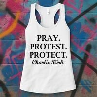 Pray Protest Protect Charlie Kirk Women's Tank Top thumb 3