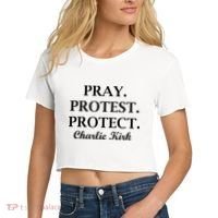 Pray Protest Protect Charlie Kirk Women's Crop Top Tee thumb 2