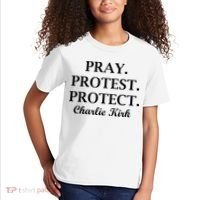 Pray Protest Protect Charlie Kirk Kids T-Shirt thumb 2