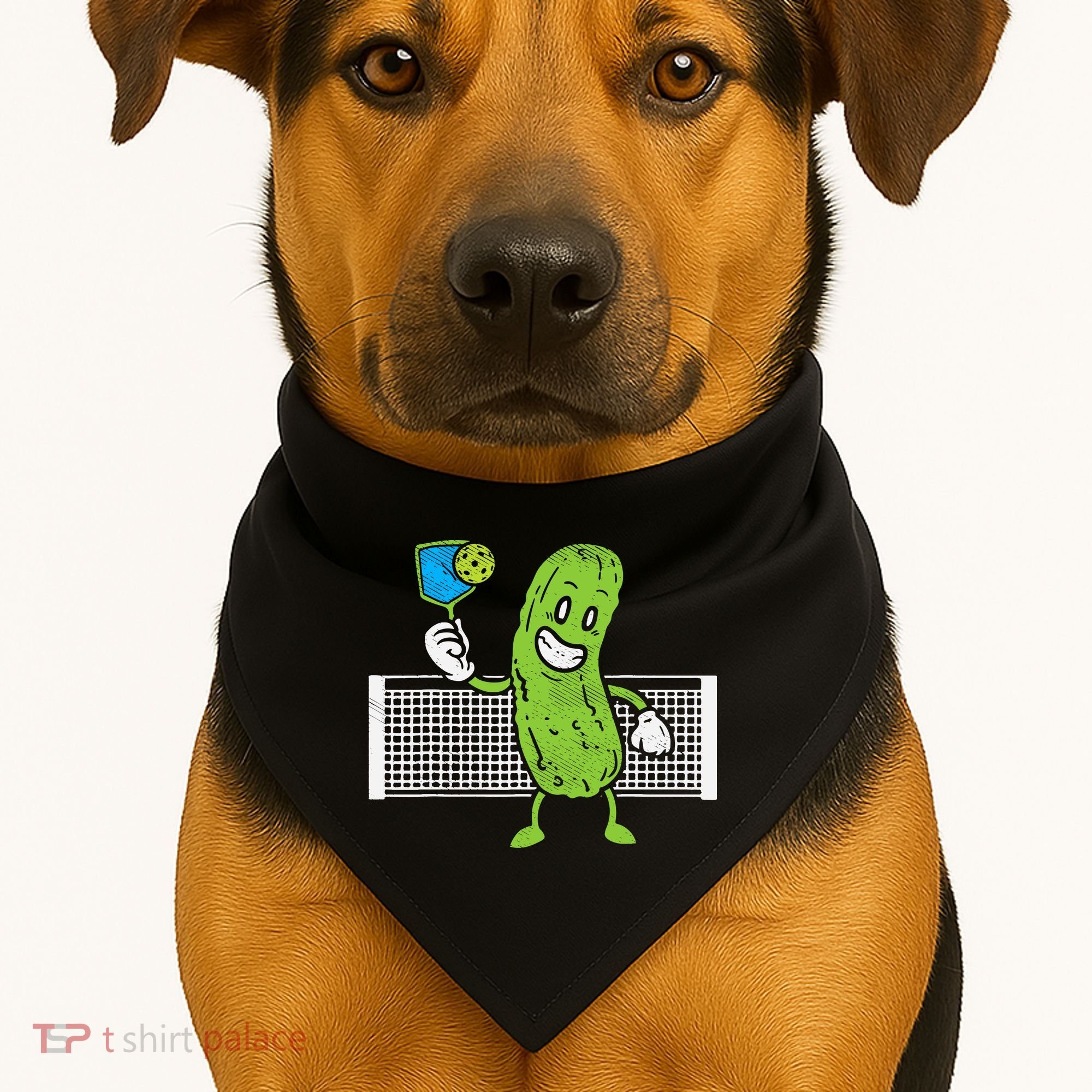 Pickle Playing Pickleball Funny Paddleball Gift USA-Made Doggie Bandana