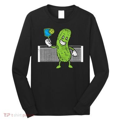 Pickle Playing Pickleball Funny Paddleball Gift Long Sleeve Shirt