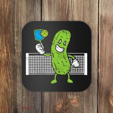 Pickle Playing Pickleball Funny Paddleball Gift Coaster