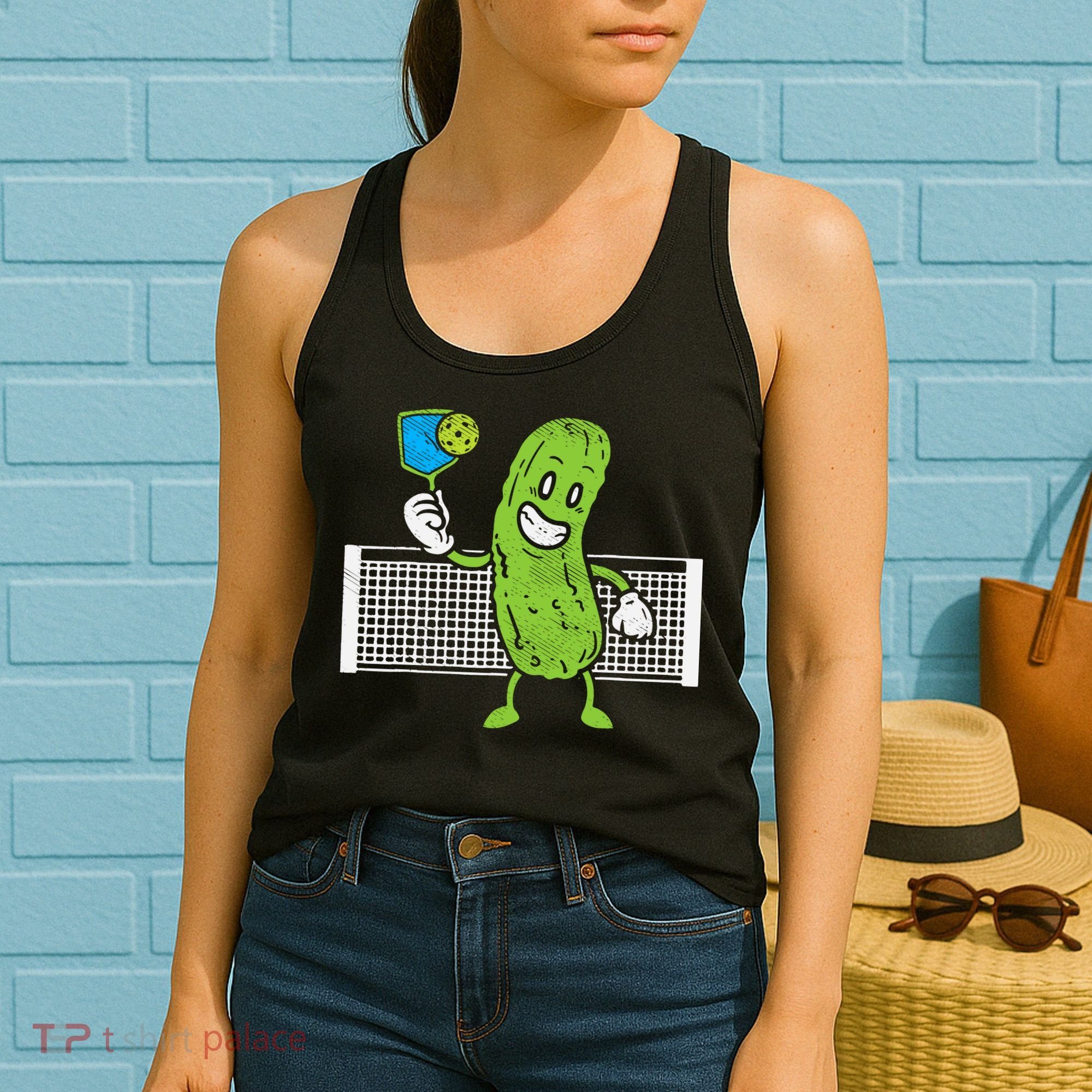 Pickle Playing Pickleball Funny Paddleball Gift Women's Tank Top