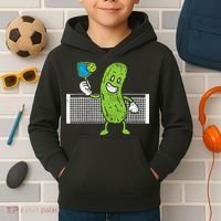 Pickle Playing Pickleball Funny Paddleball Gift Kids Hoodie thumb 2
