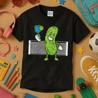 Pickle Playing Pickleball Funny Paddleball Gift Kids T-Shirt thumb 3