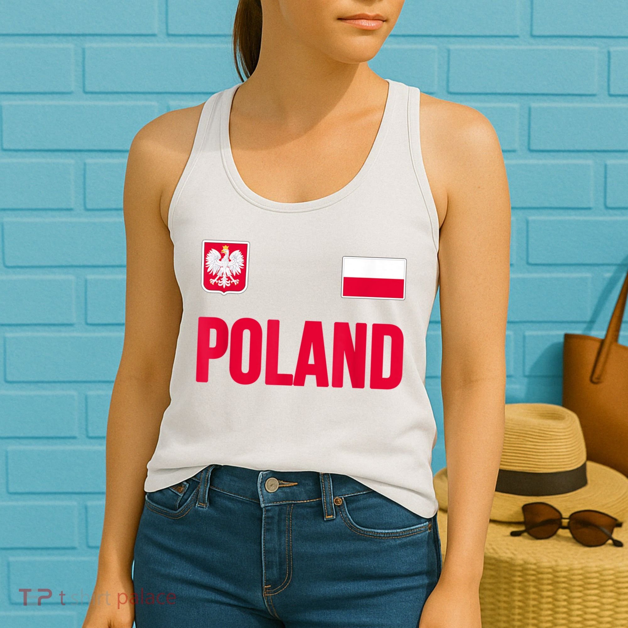 Poland Polska Polish Flag Souvenir Gift Soccer Jersey Women's Tank Top