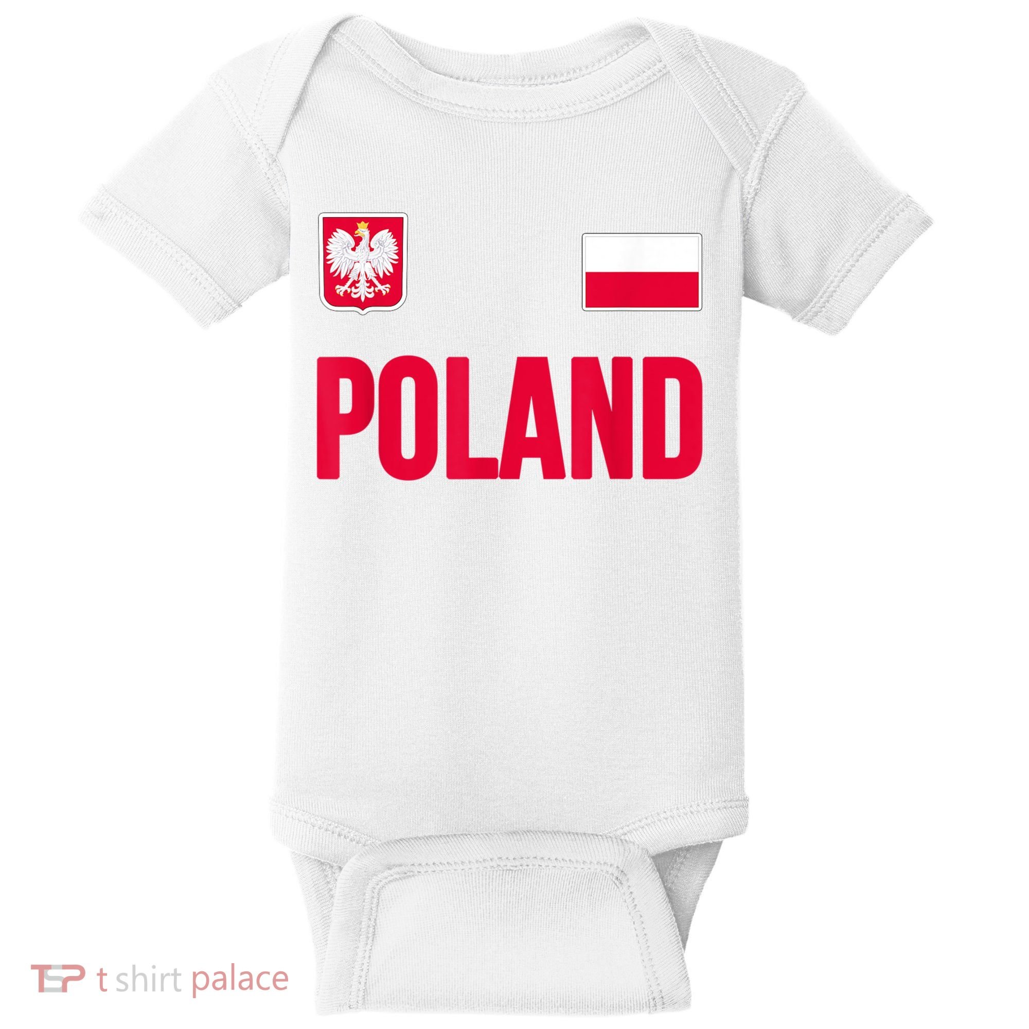Poland Polska Polish Flag Souvenir Gift Soccer Jersey Baby Bodysuit