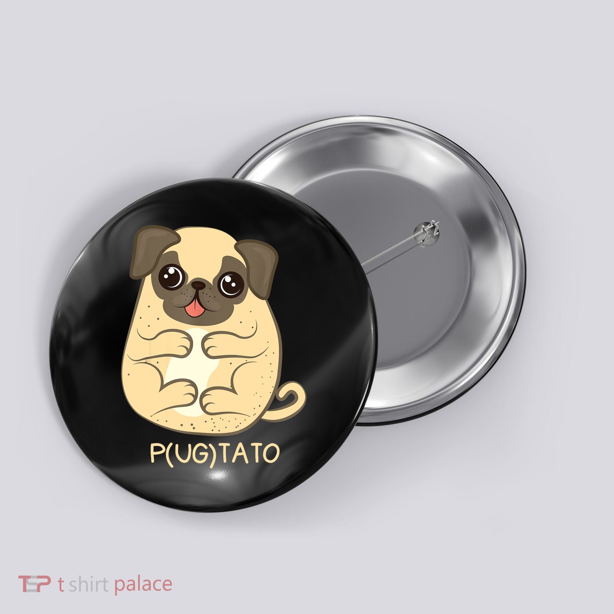 Pugtato Pug Potato Dog Lover TShirt Gift Button