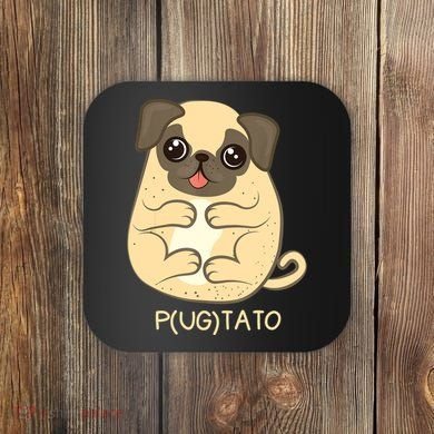 Pugtato Pug Potato Dog Lover TShirt Gift Coaster