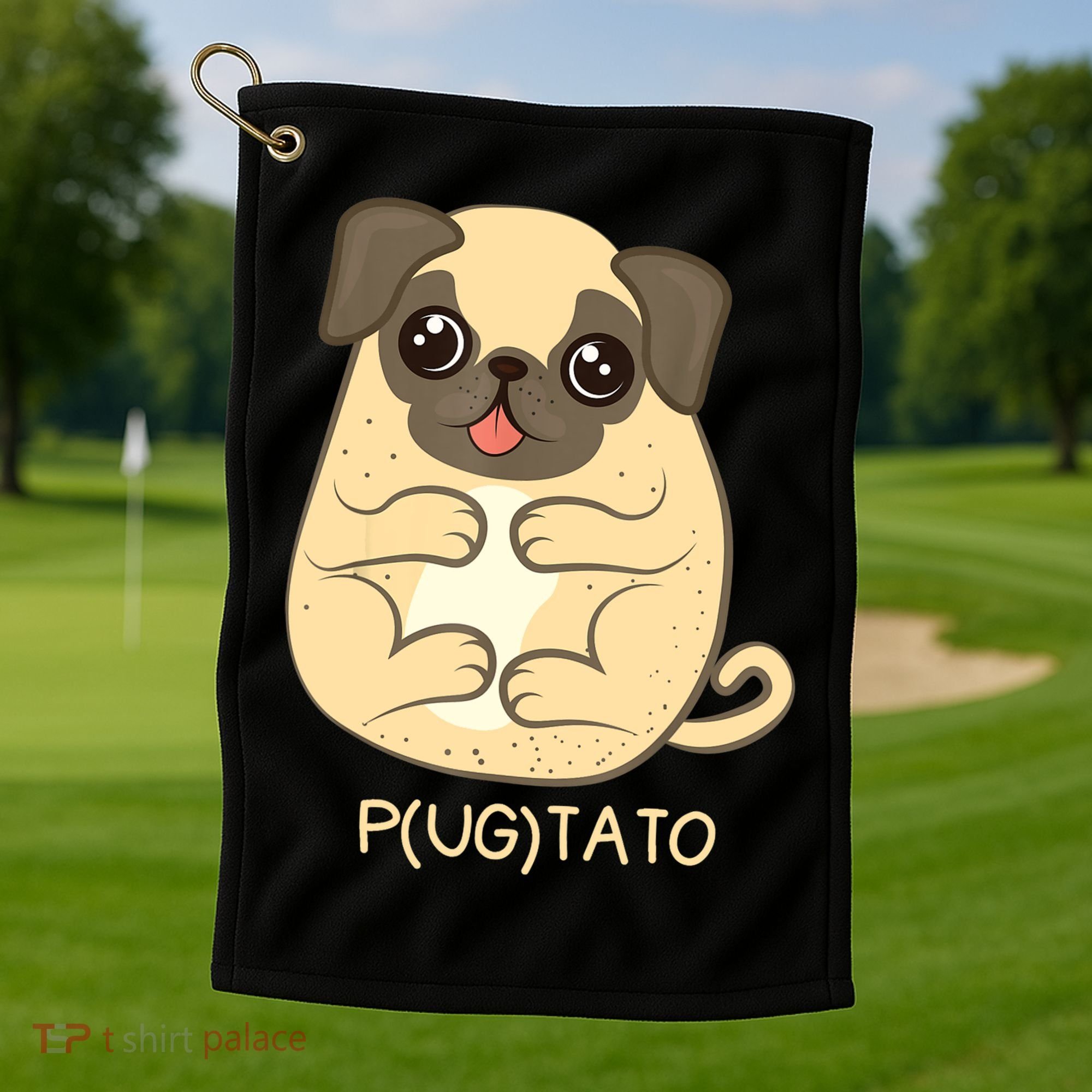 Pugtato Pug Potato Dog Lover TShirt Gift Golf Towel