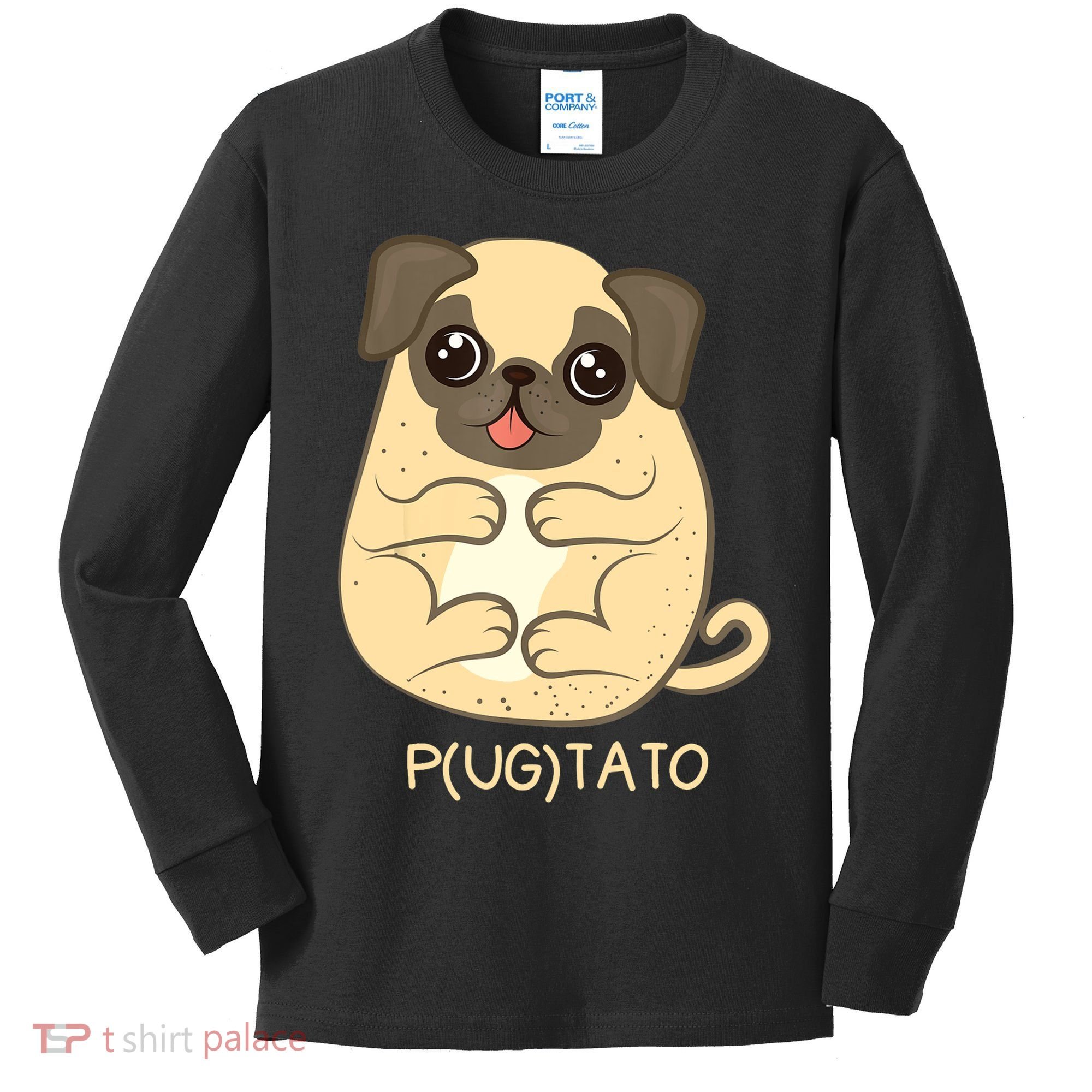 Pugtato Pug Potato Dog Lover TShirt Gift Kids Long Sleeve Shirt