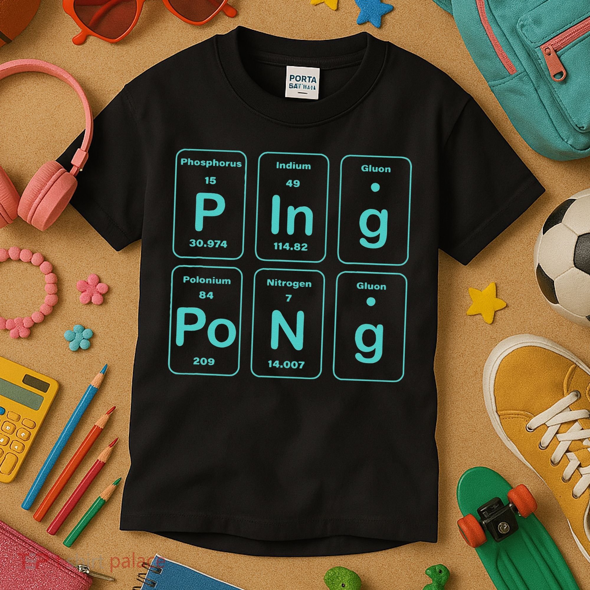 Ping Pong Periodic Table Funny Kids T-Shirt