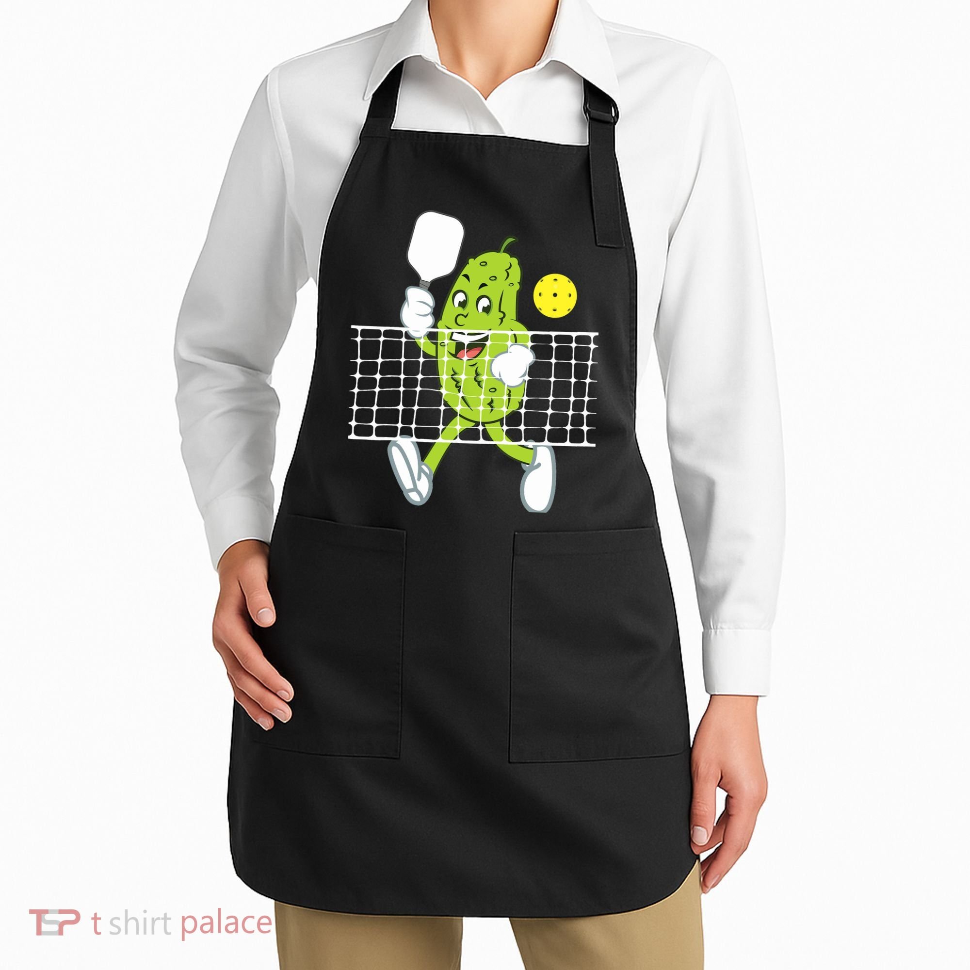 Pickle Playing Pickleball Funny Pickleball Paddleball Apron