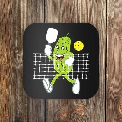 Pickle Playing Pickleball Funny Pickleball Paddleball Coaster