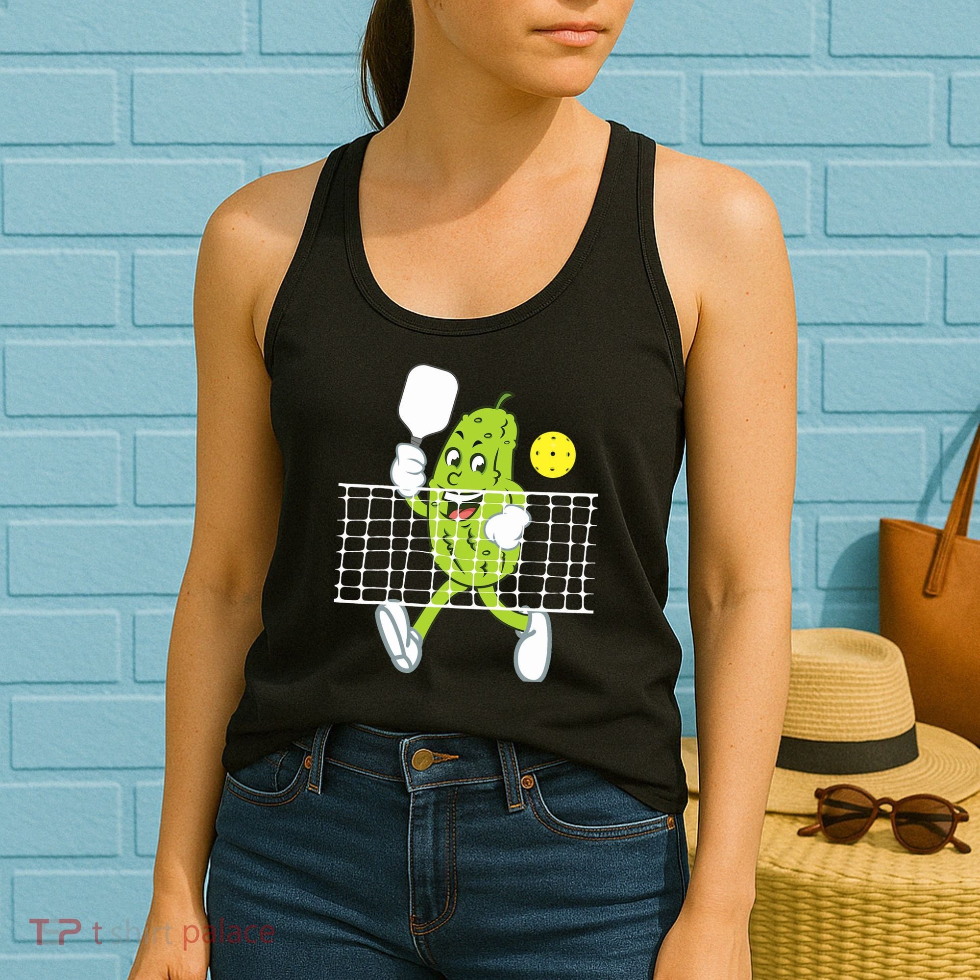 Pickle Playing Pickleball Funny Pickleball Paddleball Women's Tank Top