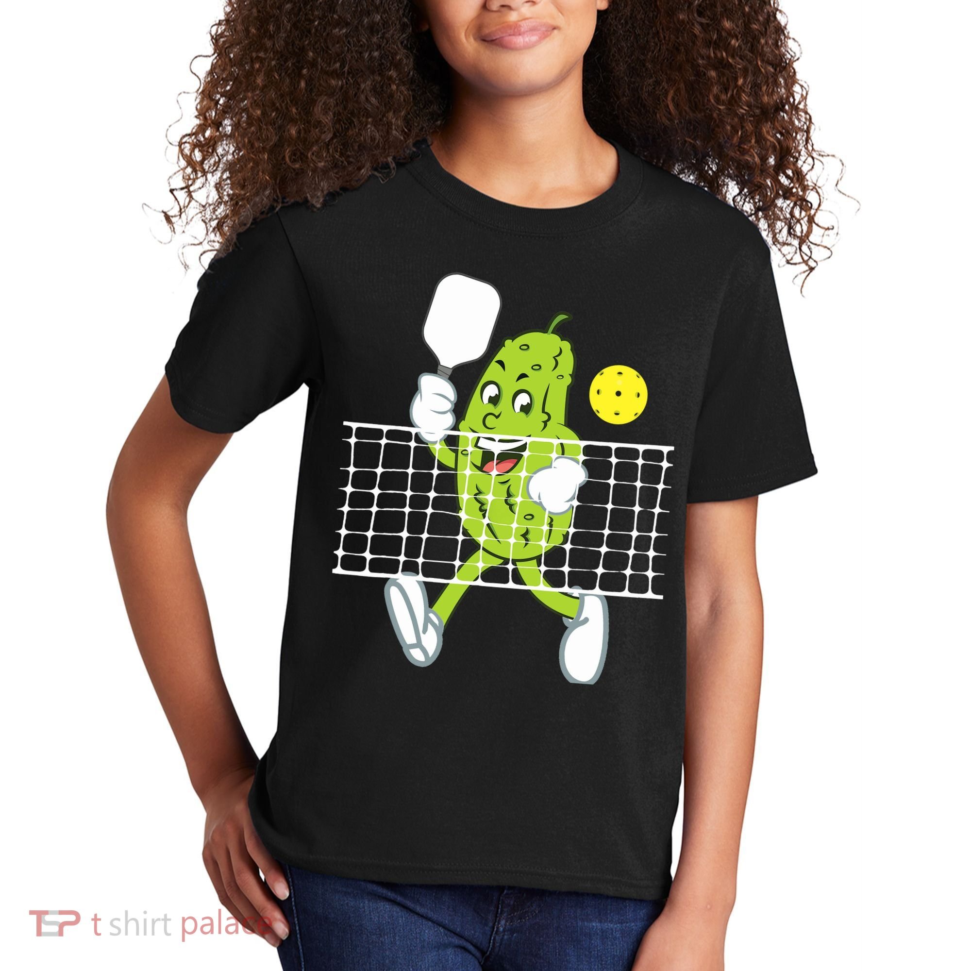 Pickle Playing Pickleball Funny Pickleball Paddleball Kids T-Shirt