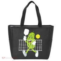 Pickle Playing Pickleball Funny Pickleball Paddleball Tote Bag thumb 0