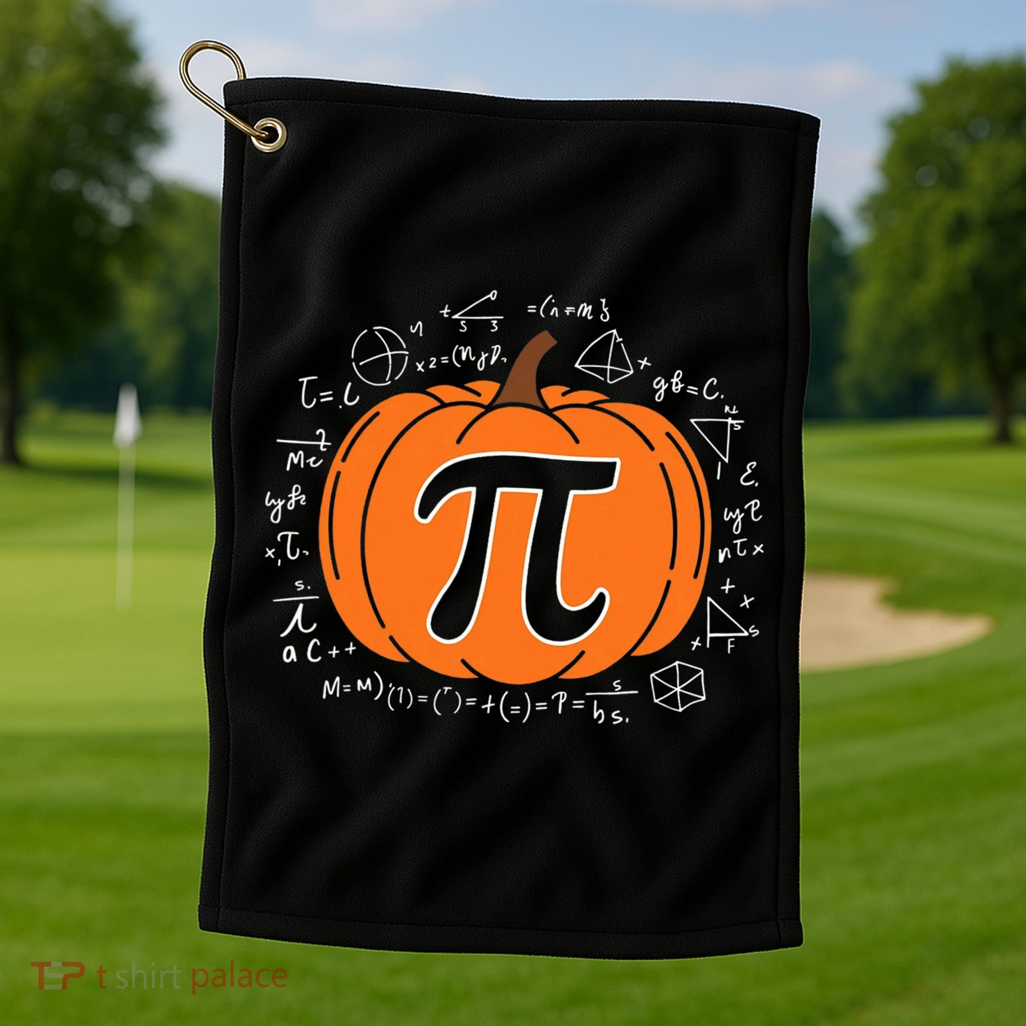 Pumpkin Pi Pie Math Teacher Funny Halloween Thanksgiving Golf Towel
