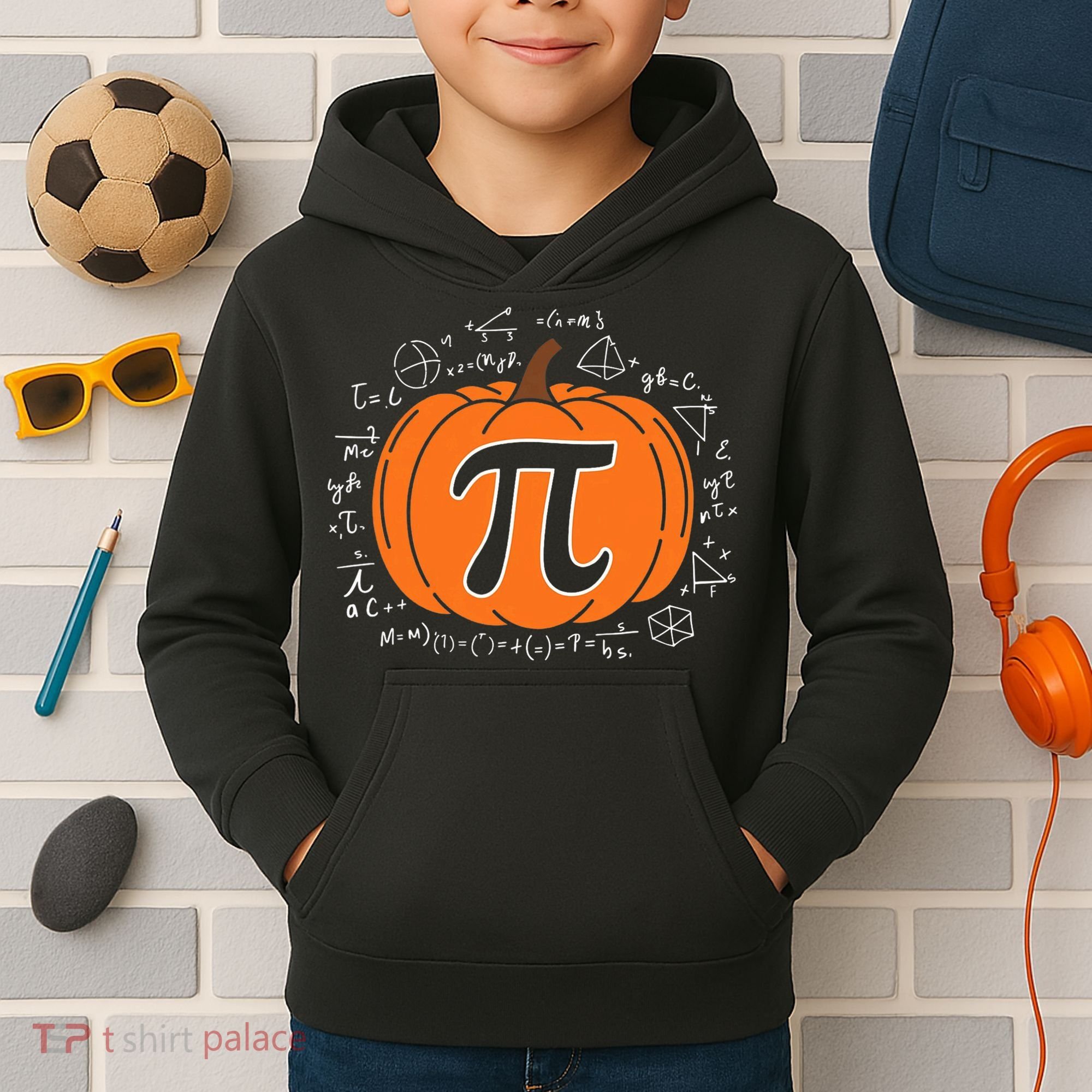 Pumpkin Pi Pie Math Teacher Funny Halloween Thanksgiving Kids Hoodie