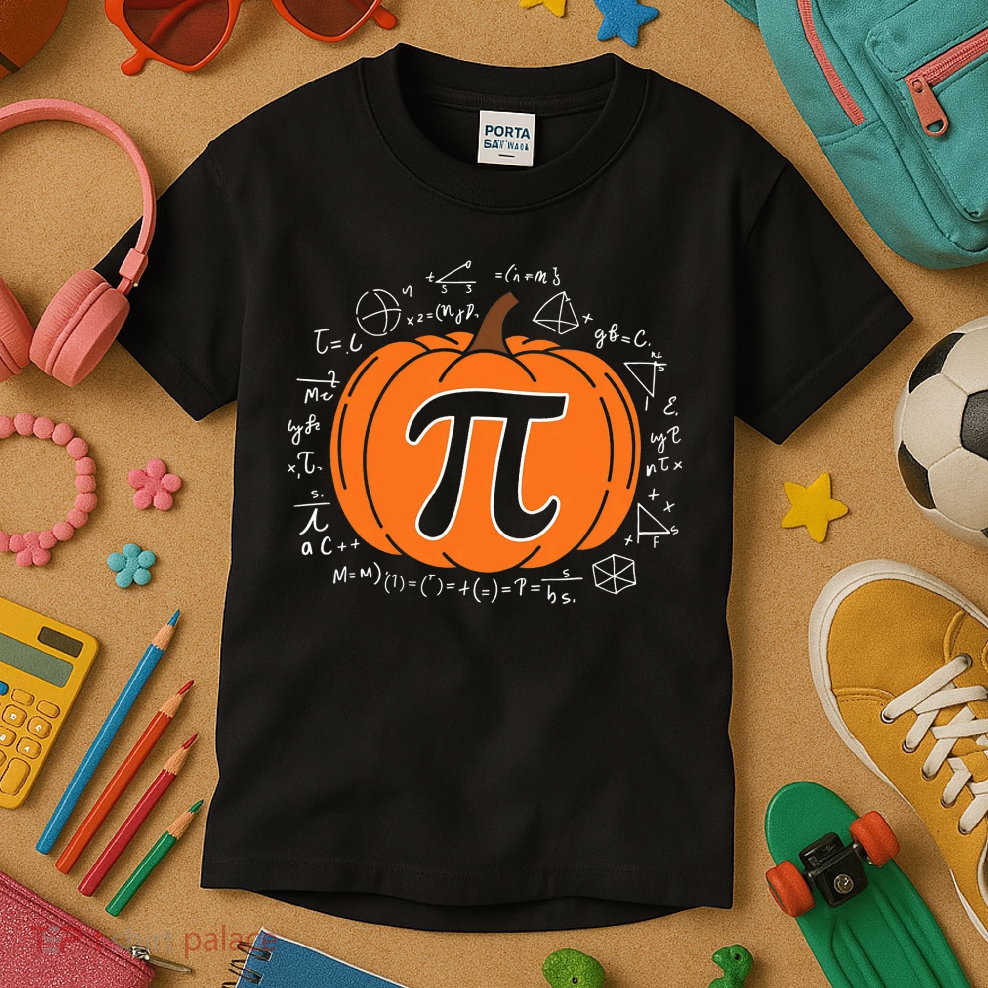 Pumpkin Pi Pie Math Teacher Funny Halloween Thanksgiving Kids T-Shirt