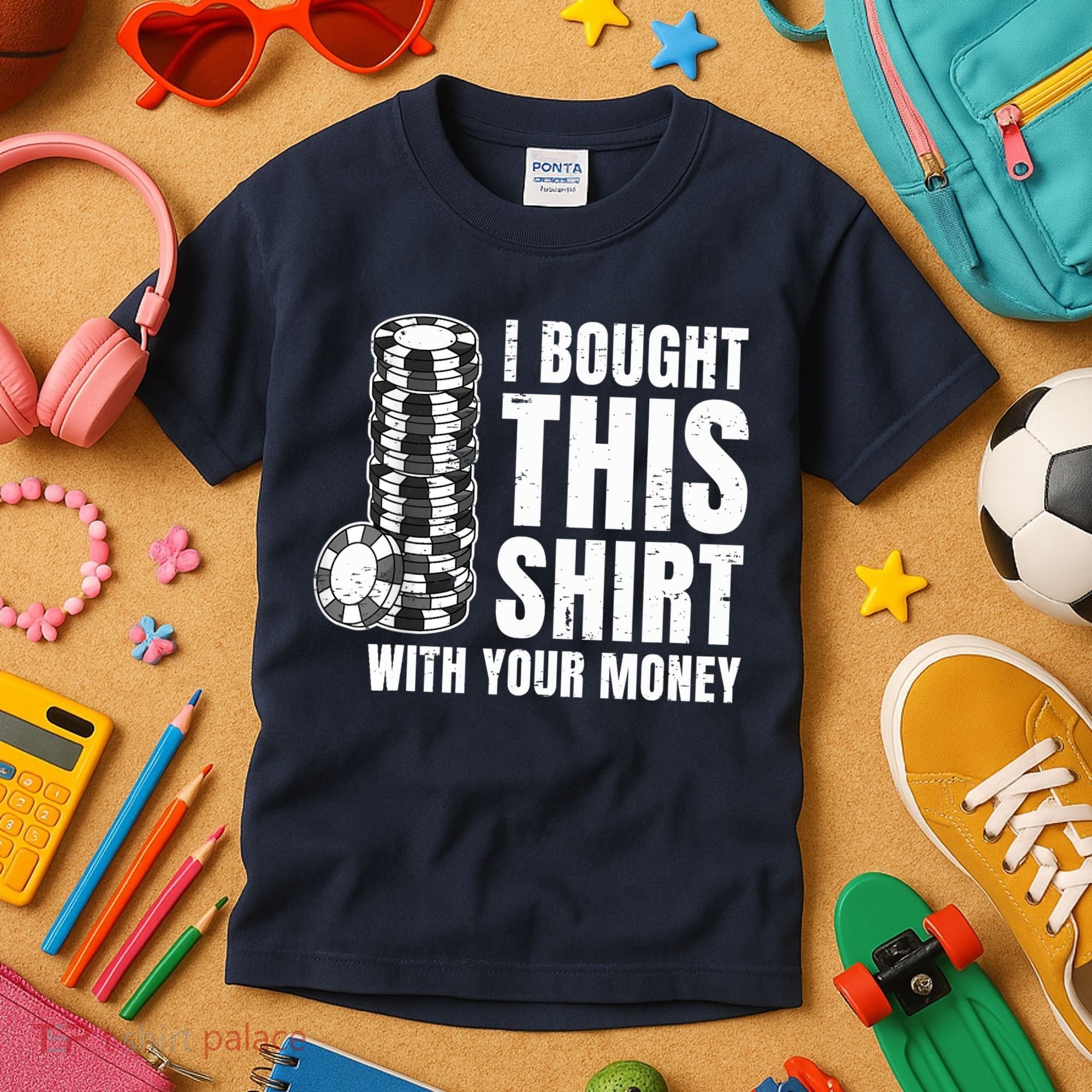 Poker Player Poker Cards Game Money Kids T-Shirt
