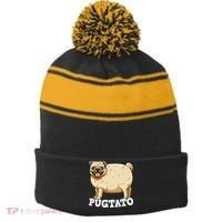 Pugtato Pug Potato Pug Lovers Stripe Pom Pom Beanie thumb 0