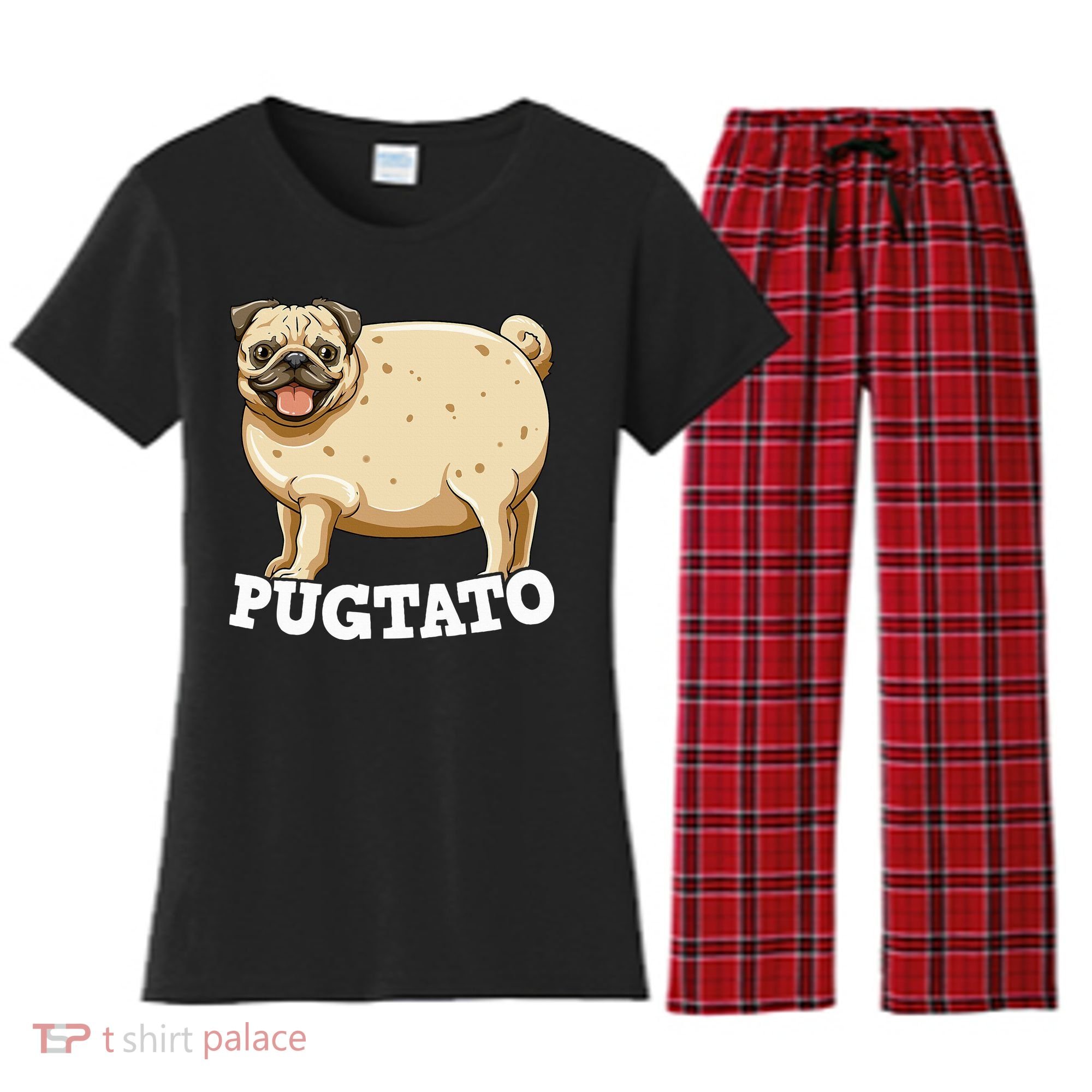 Pugtato Pug Potato Pug Lovers Women's Flannel Pajama Set