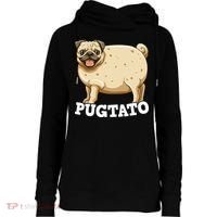 Pugtato Pug Potato Pug Lovers Womens Funnel Neck Pullover Hood thumb 0