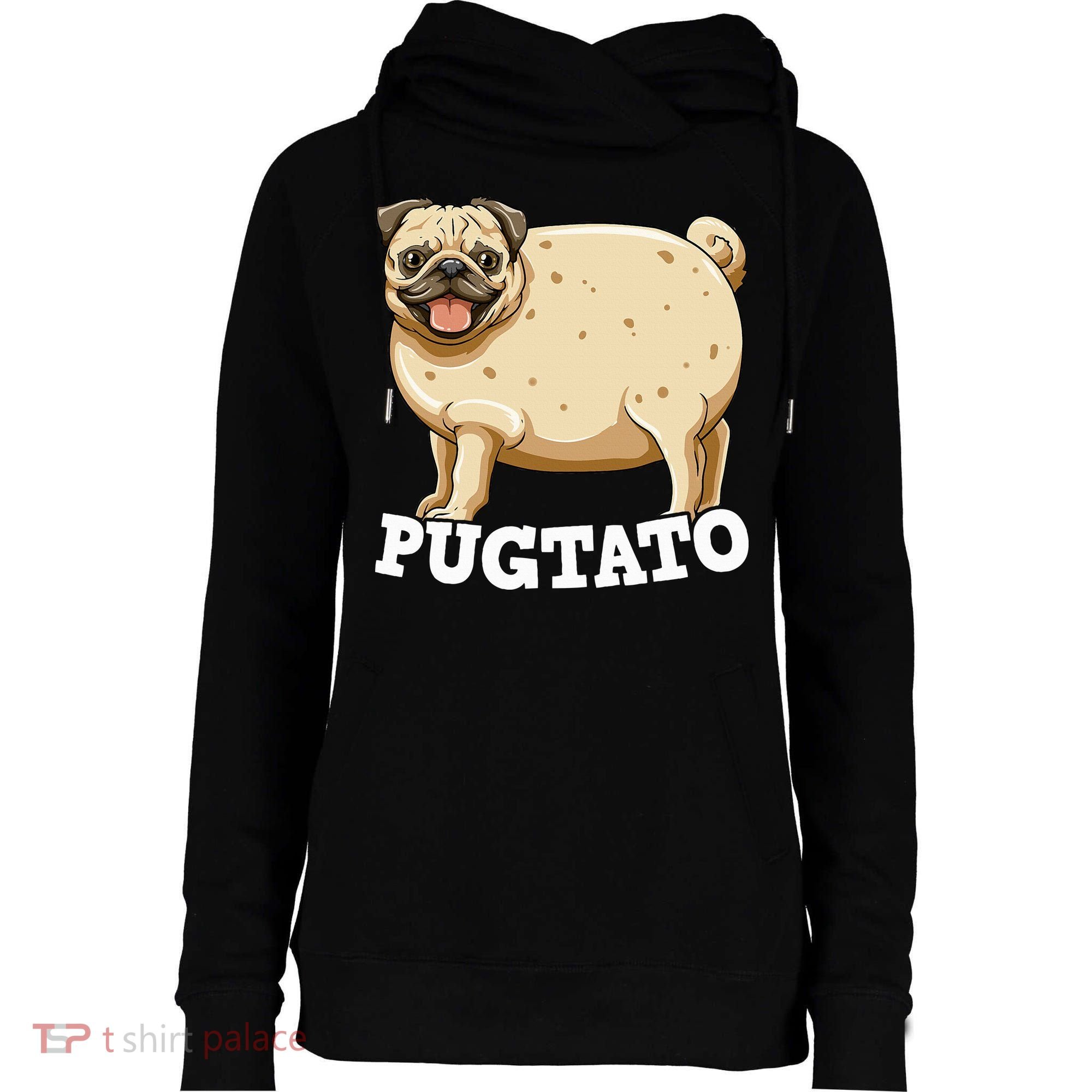 Pugtato Pug Potato Pug Lovers Womens Funnel Neck Pullover Hood