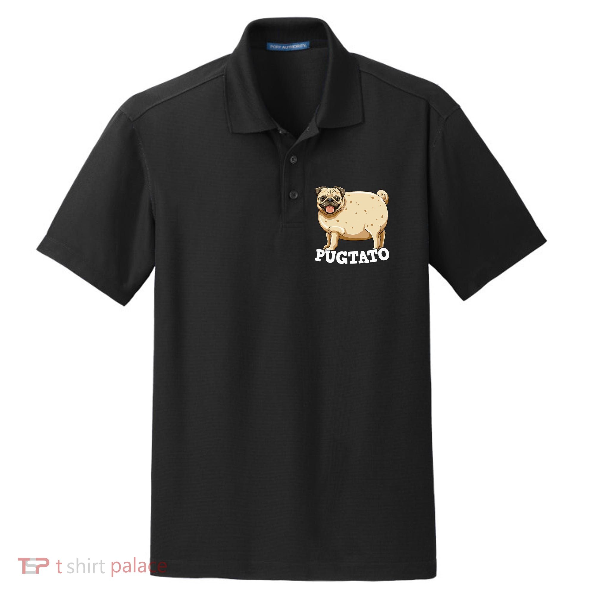 Pugtato Pug Potato Pug Lovers Dry Zone Grid Polo