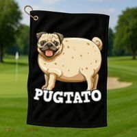 Pugtato Pug Potato Pug Lovers Golf Towel thumb 1